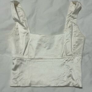 Elegant Aritzia White Satin Crop Top